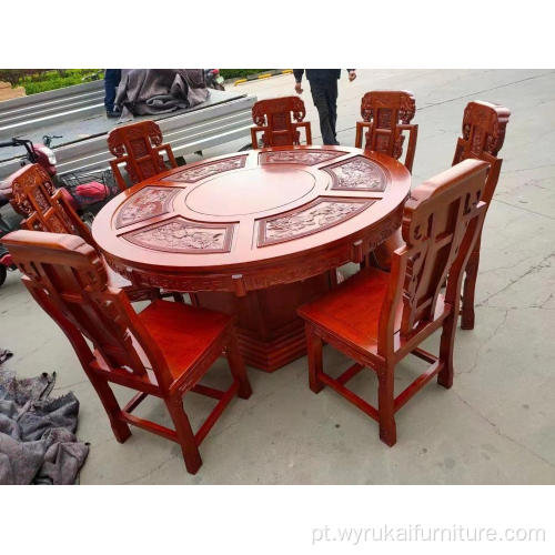 Design de mesa de jantar de madeira sólida oval